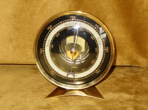 1950s Fischer Brass Desk Top Aneroid Barometer