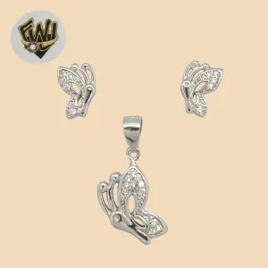 (2-6346) 925 Sterling Silver - Butterfly Set.