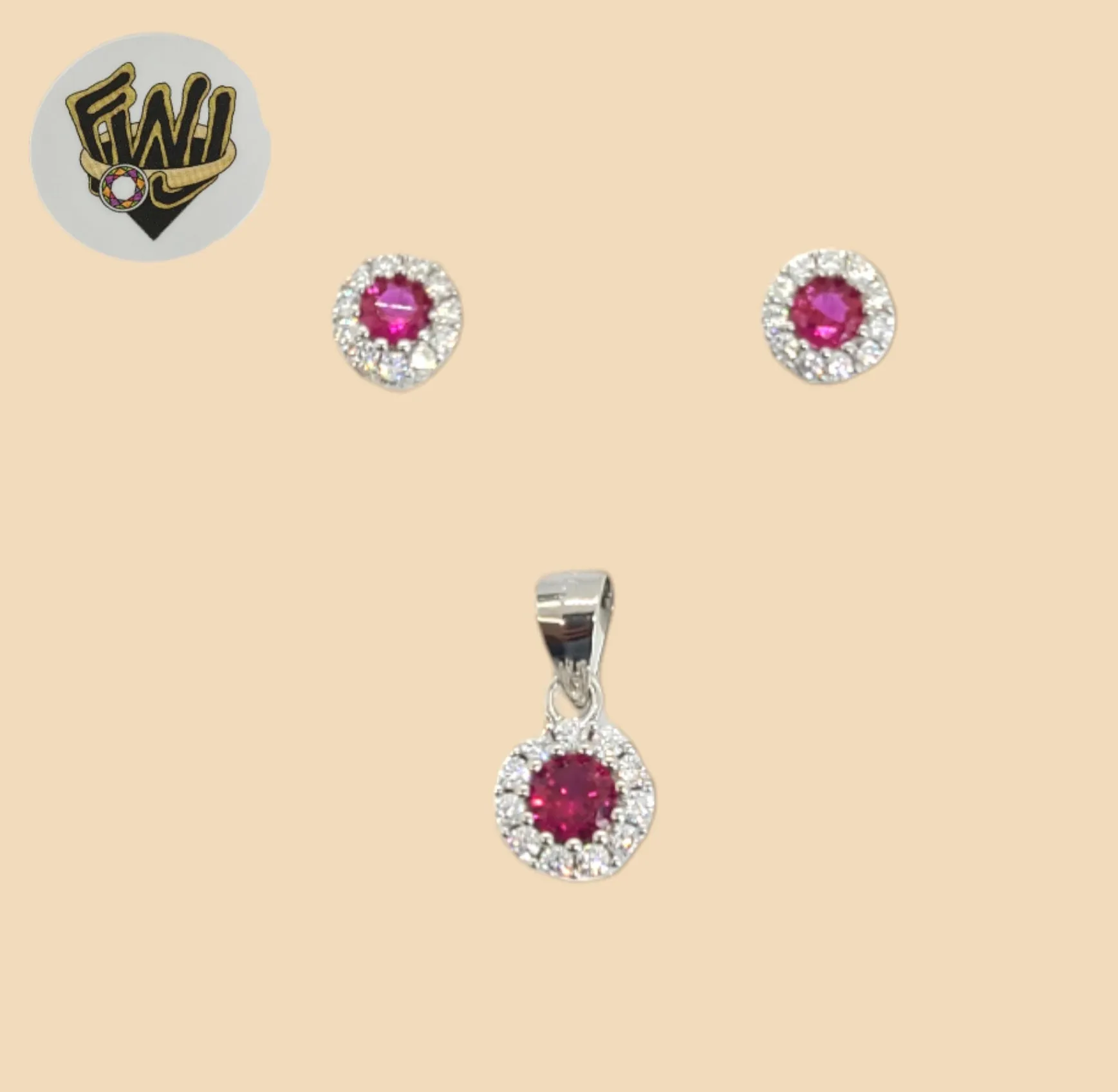 (2-6360-1) 925 Sterling Silver - Pink Zircon Set.