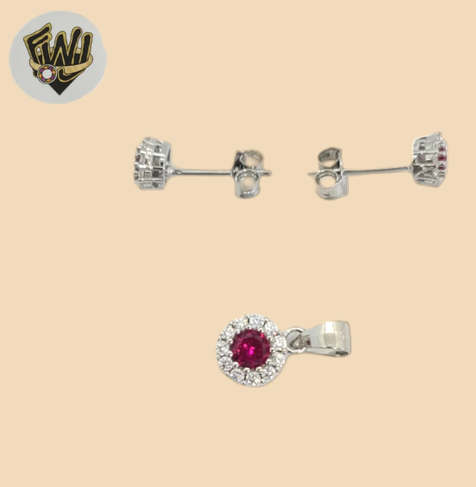 (2-6360-1) 925 Sterling Silver - Pink Zircon Set.