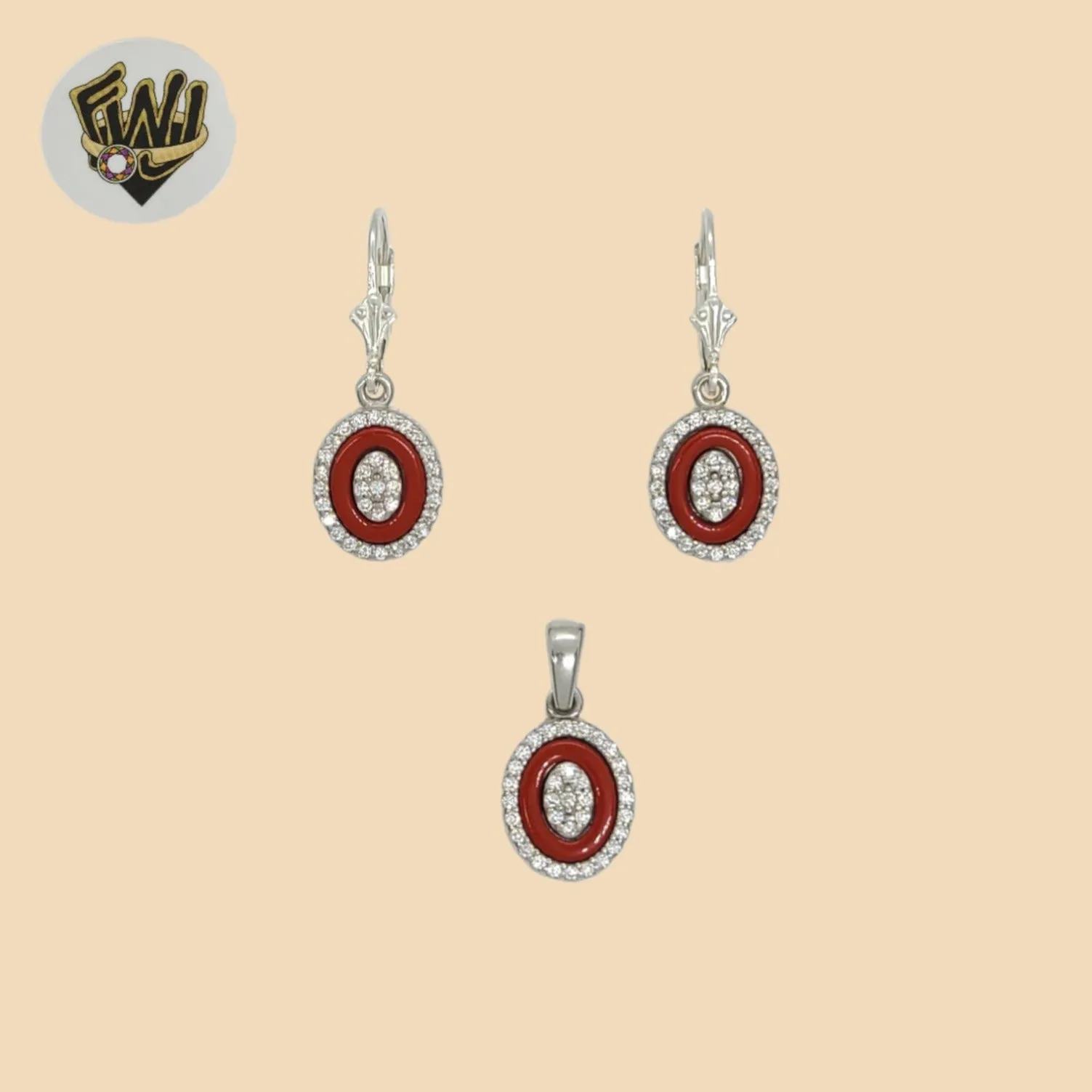 (2-6361) 925 Sterling Silver - Zircon Oval Set.