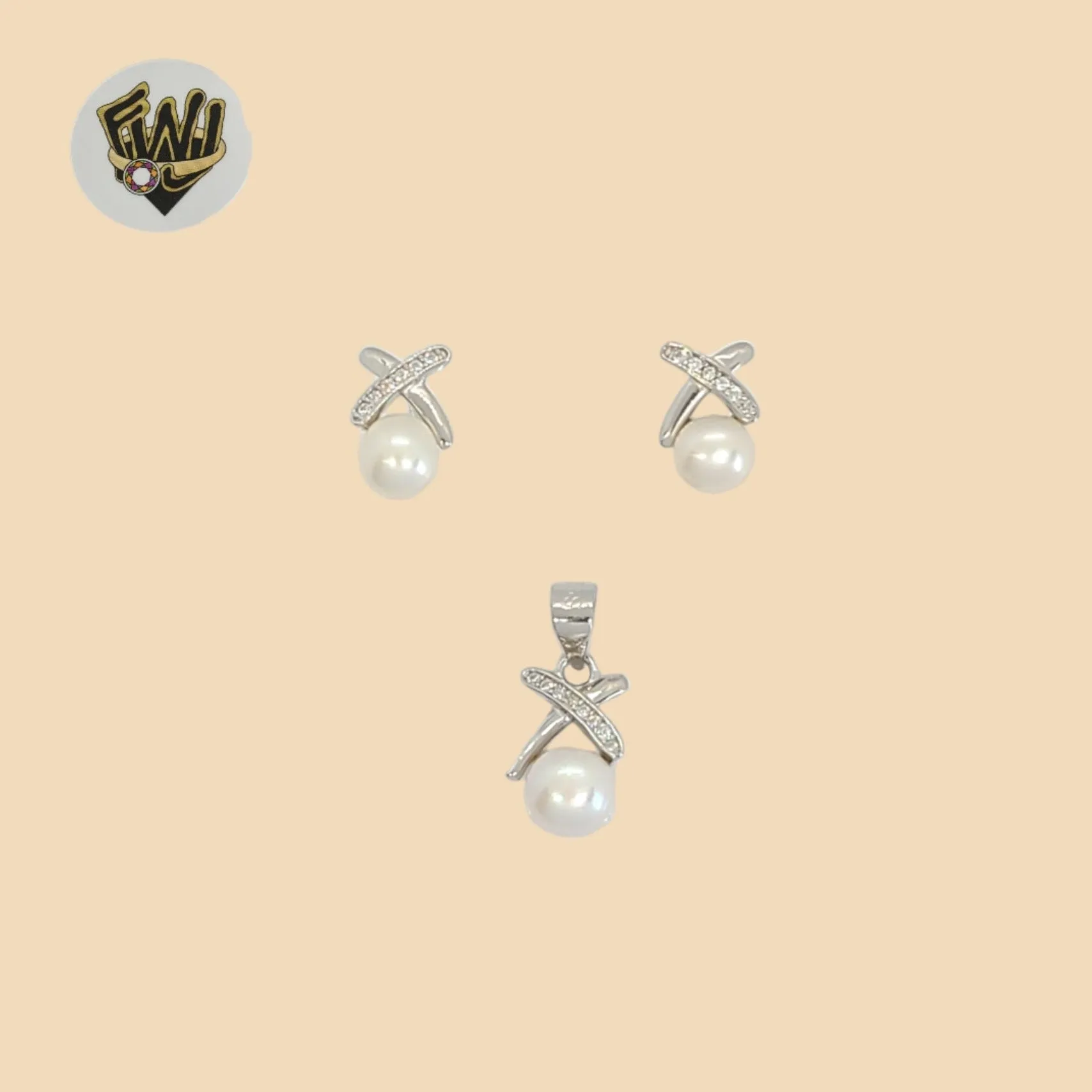 (2-6409) 925 Sterling Silver - Pearls Set.