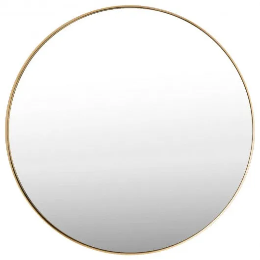 27.5" Modern Metal Wall-Mounted Round Mirror for Bathroom-Golden