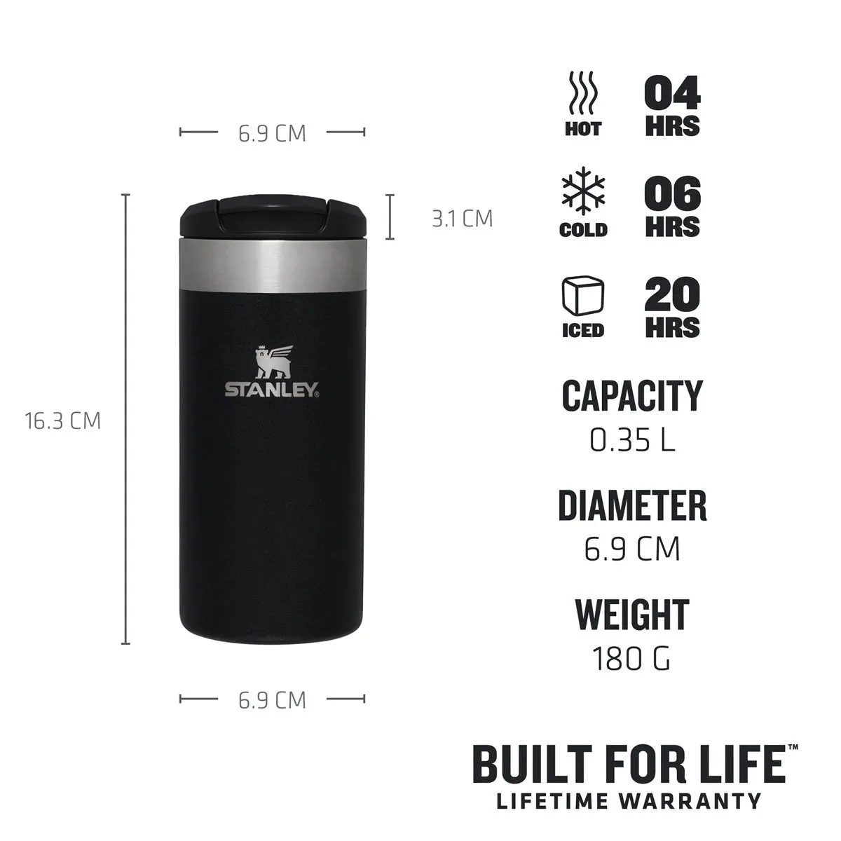 Aerolight™ Transit Mug | 0.35L - Black Metallic