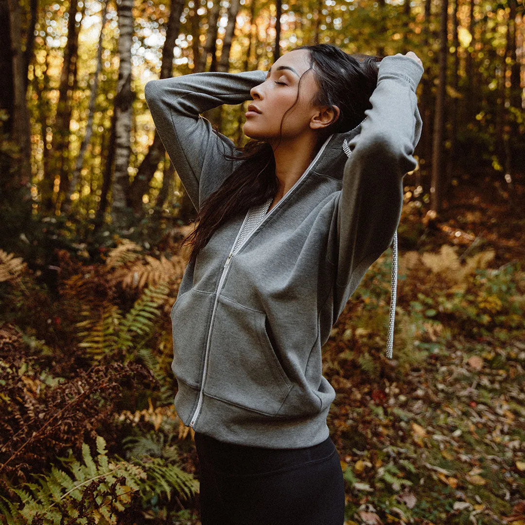 Alta Zip Up Hoodie, Heather Grey