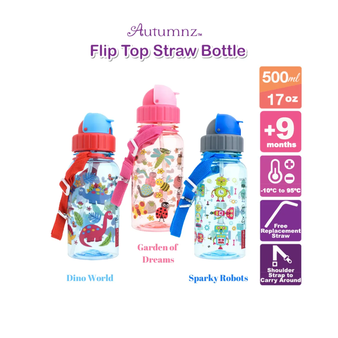 Autumnz Flip Top Straw Bottle - 500ml (9m )