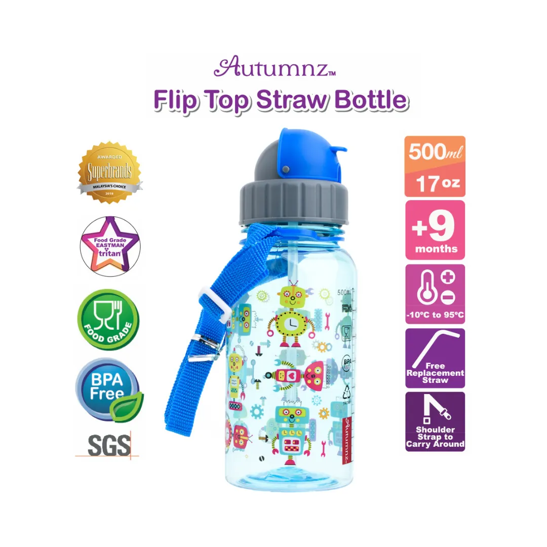 Autumnz Flip Top Straw Bottle - 500ml (9m )