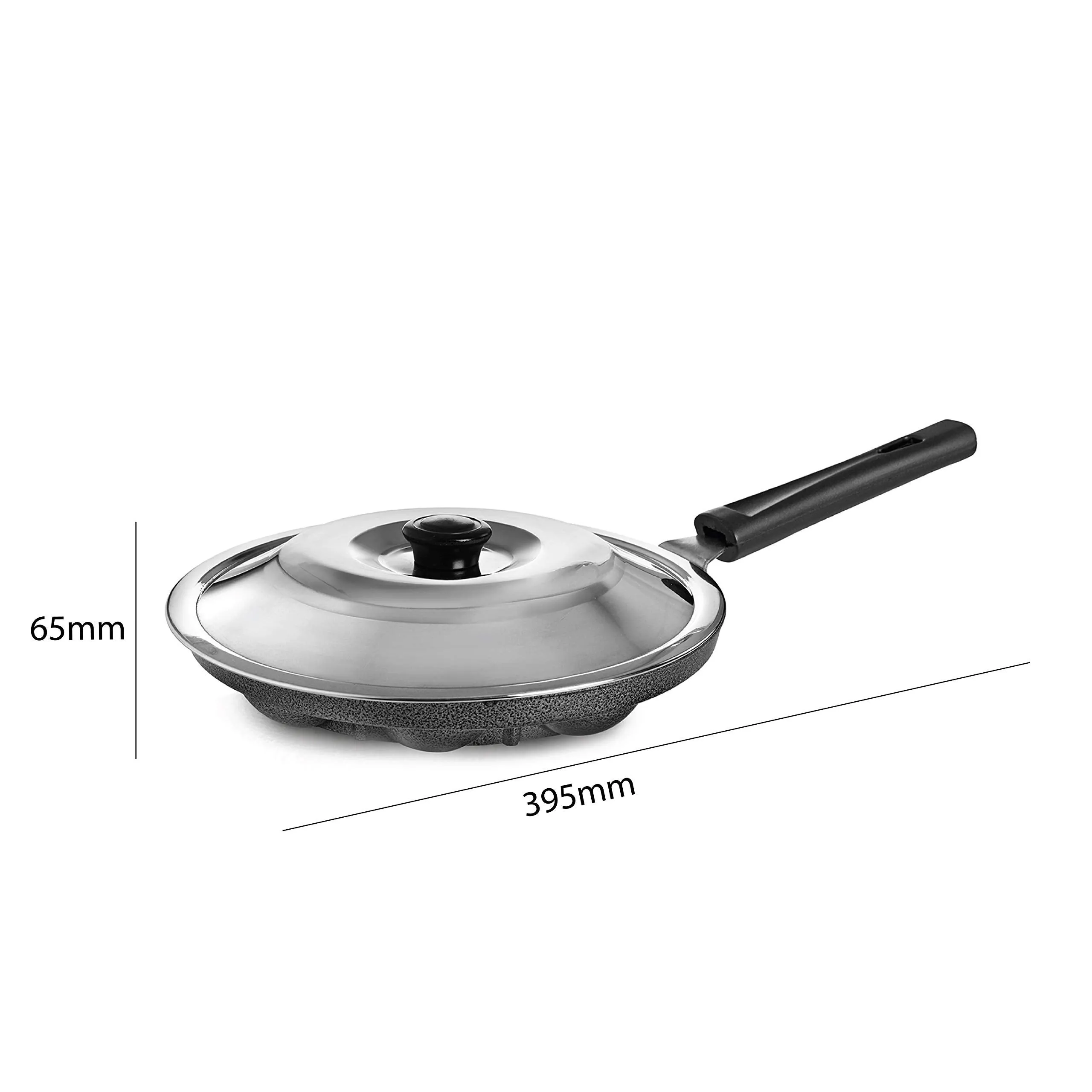 Cello Non-Stick 12 Cavity Appam Patra Single Handle with Stainless Steel Lid