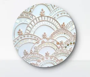 Decorative White Mirror with Intricate Floral Patterns, 18cm