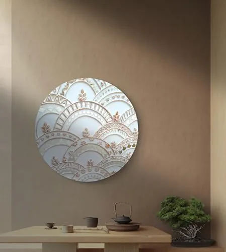 Decorative White Mirror with Intricate Floral Patterns, 18cm