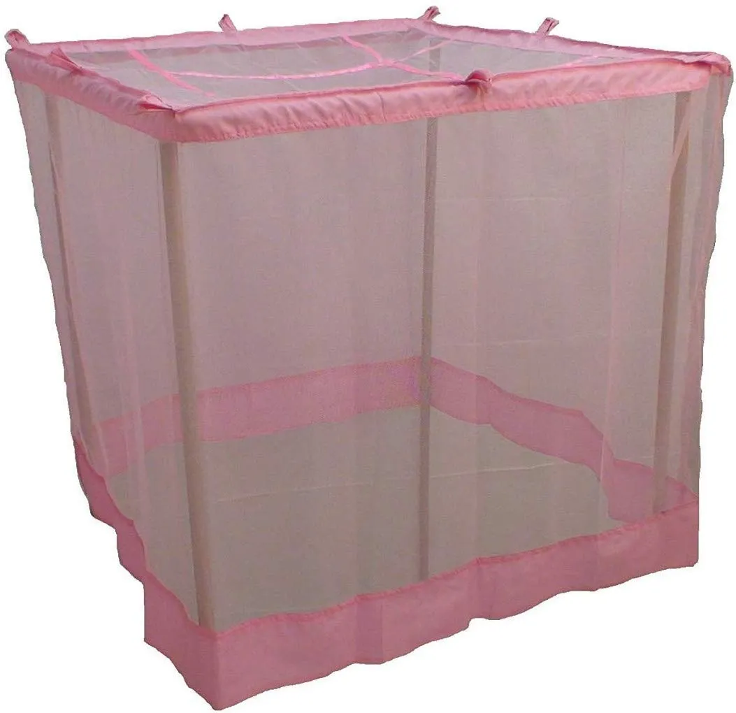 Divayanshi Mosquito Net 6.5 ft x 6.5 ft King Size Bed Net Polycotton Pink 100% Heavy Quality Net