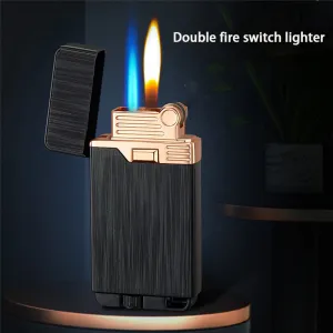 Dual Flame Refillable - Adjustable Butane Lighter - Stunning Look, Sound and Feel - Flint Wheel Lighter