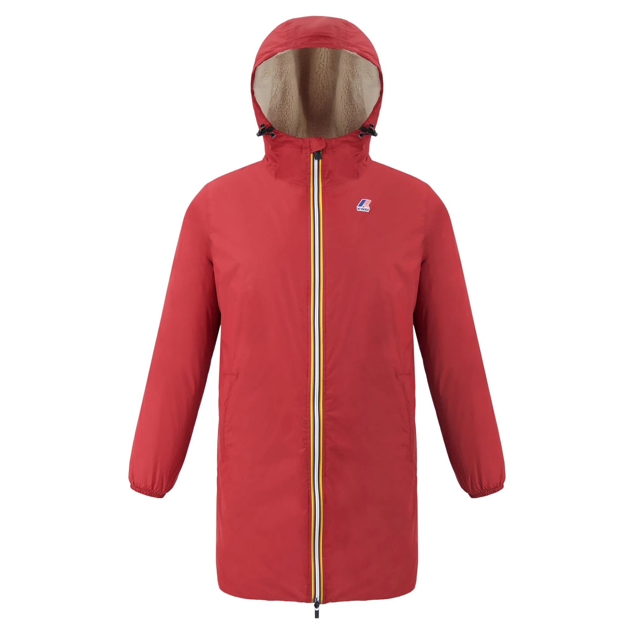 Eiffel Orsetto - Unisex Sherpa Lined Waterproof Rain Jacket in Red Dk