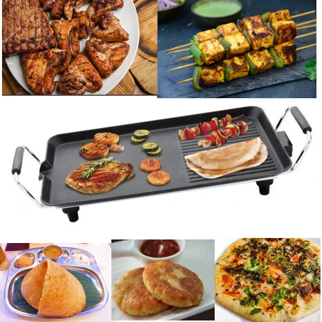 Electric Grill Dosa Tawa Pans | Smokeless Non-Stick Multi-Function Electric Grill for Indoor Use