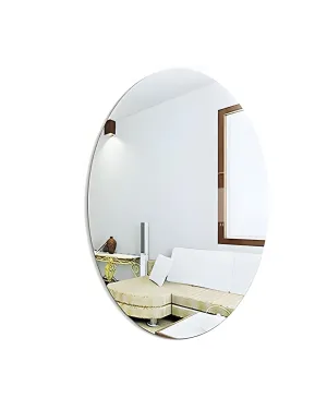 Gadgetglam Oval Shape Adhesive Mirror Sticker for Wall on Tiles Bedroom Living Room Basin Mirror Bathroom Wall Mirror Both Side Sticker Acrylic Wall Mirror (Pack of 5)