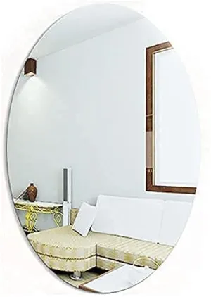 GAKSON Oval Shape Adhesive Mirror Sticker for Wall - Unbreakable Plastic Mirror for Bathroom, Bedroom, Living Room, & Tiles | Wall Mirror Stickers for Basin, Decor | 20x30 cm - Pack of 1