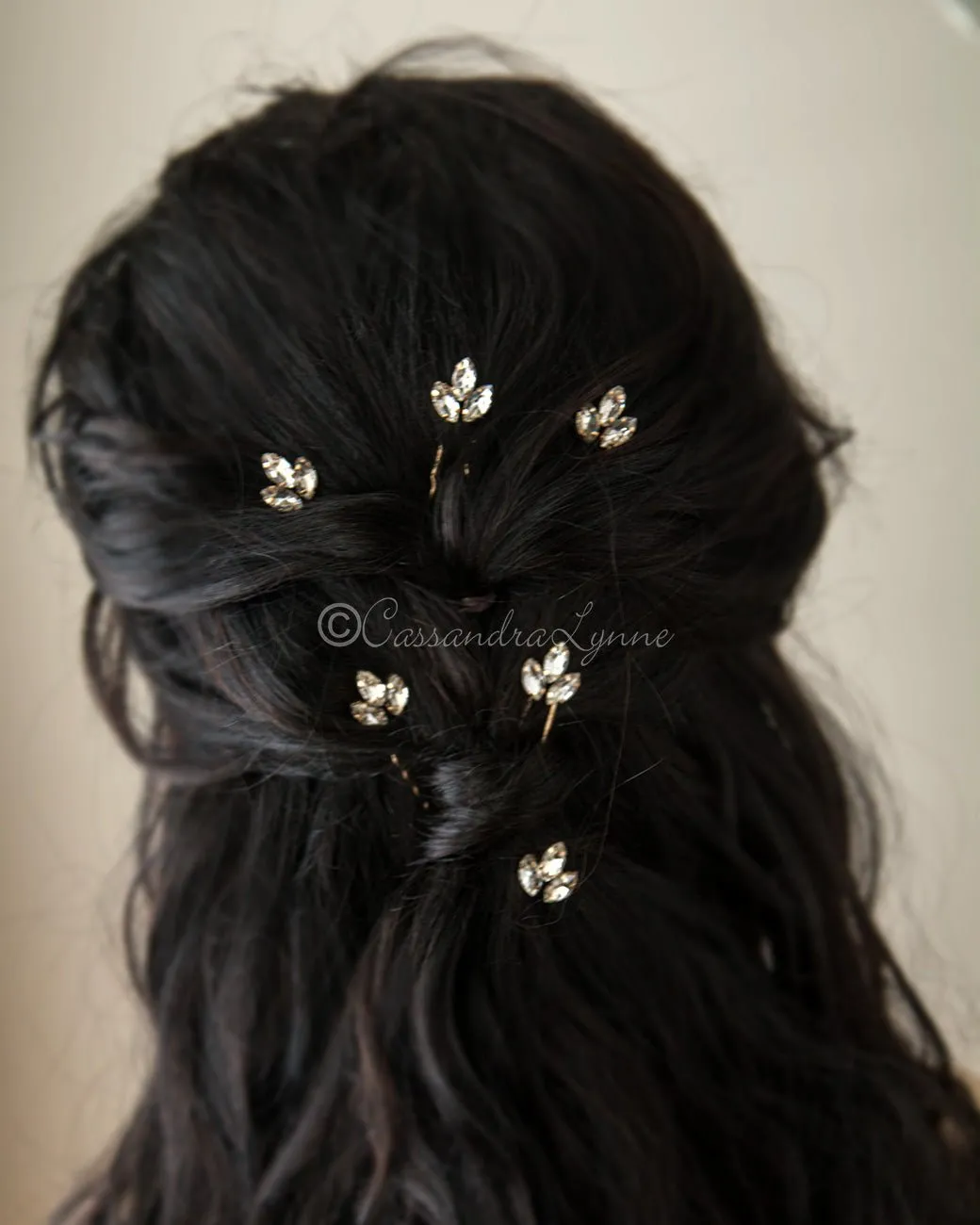 Gold Marquise Wedding Hair Pins Set