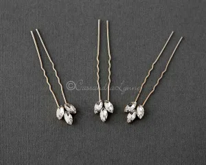 Gold Marquise Wedding Hair Pins Set