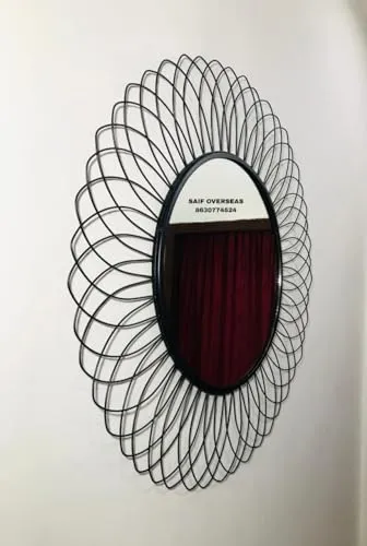 Handcrafted Iron Mirror with Powder Coating for Home Kitchen Tabletop Decor