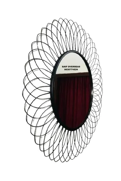 Handcrafted Iron Mirror with Powder Coating for Home Kitchen Tabletop Decor