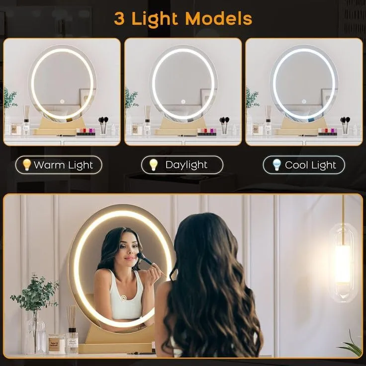 Hexagonal Shape LED Mirror with 3 Lighting Options (Warm, Natural White, Cool White) with Touch Sensor (18X24INCH) L52 Stylish and Decorative Design.