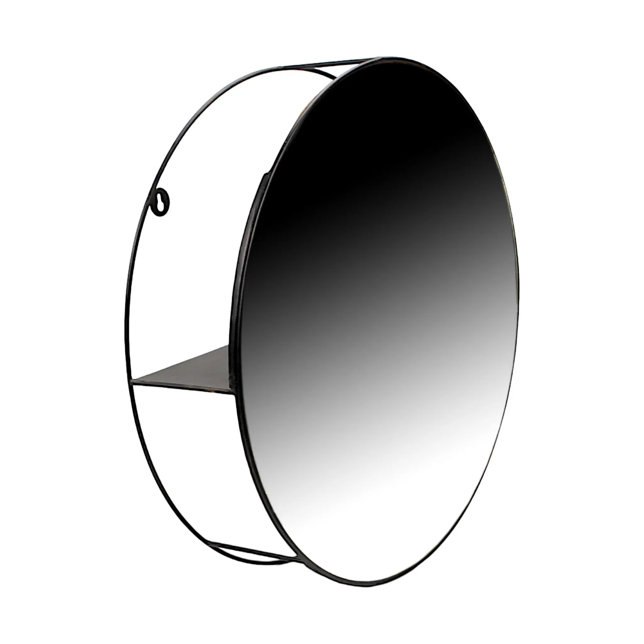 Hind Decor Round Shape Wall Mirror, 51 cm Diameter, Black Metal Frame