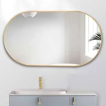 Home Decor Wall Mirror, Gold Metal Glass Mirror, 24x18 cm, Capsule