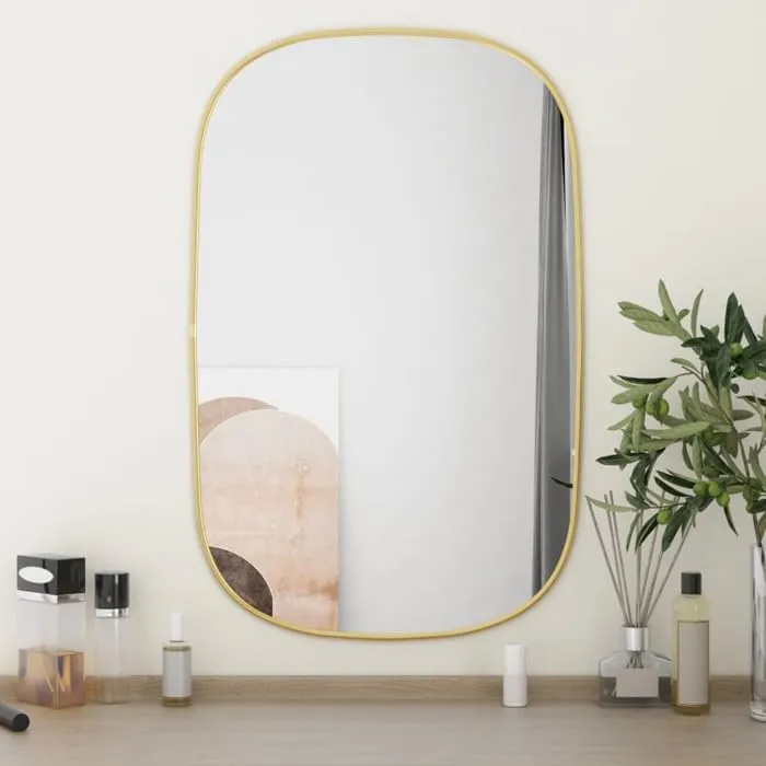 Home Decor Wall Mirror, Gold Metal Glass Mirror, 24x18 cm, Capsule