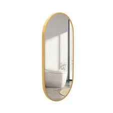 Home Decor Wall Mirror, Gold Metal Glass Mirror, 24x18 cm, Capsule