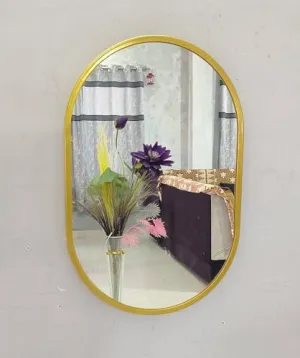 Home Decor Wall Mirror, Gold Metal Glass Mirror, 24x18 cm, Capsule