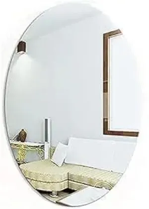 Homes Self-Adhesive Plastic Mirror Flexible Oval Mirror Sticker | Non-Glass Large Stickers for Home| Frameless | Wall Sticker Mirrors |Move Lamination Before use, unframed, Silver 20 * 30