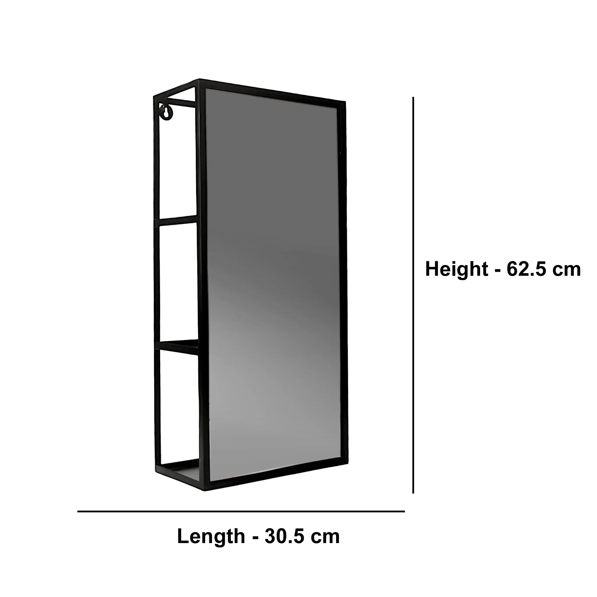 Iron and Mirror Wall Hanging Mirror with Storage Cabinet, 62.5cm x 14.5cm x 30.5cm