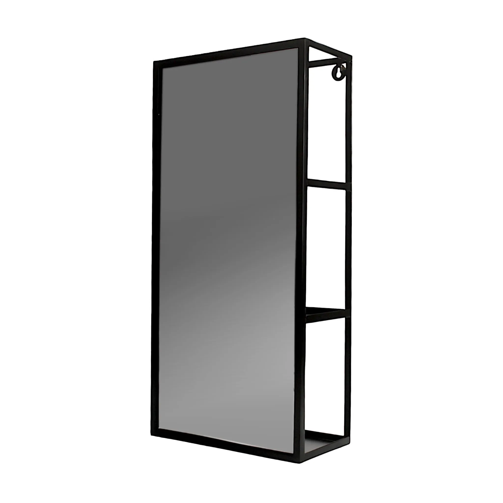 Iron and Mirror Wall Hanging Mirror with Storage Cabinet, 62.5cm x 14.5cm x 30.5cm