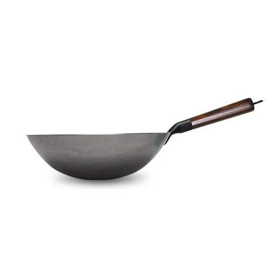 Iron Wok Hand Forging Iron Pan Wooden Handle Pure Iron No Coating Wok