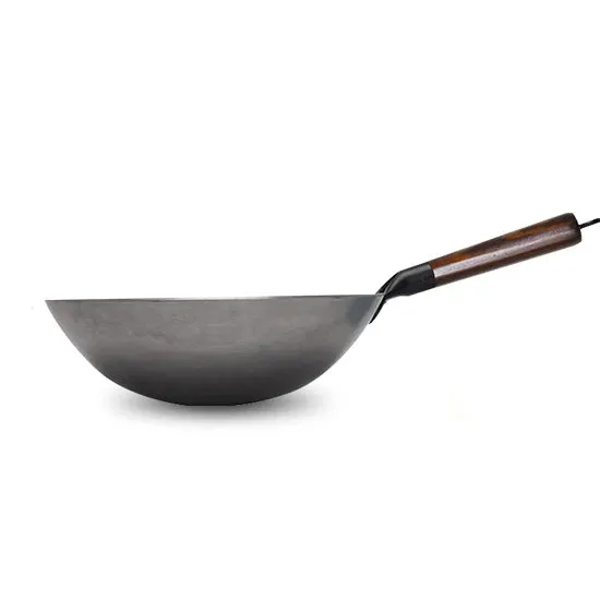 Iron Wok Hand Forging Iron Pan Wooden Handle Pure Iron No Coating Wok