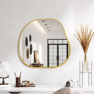 Irregular Fyra Wall Mirror for Entrance and Hallways | Unique Shape Mirror (Gold)