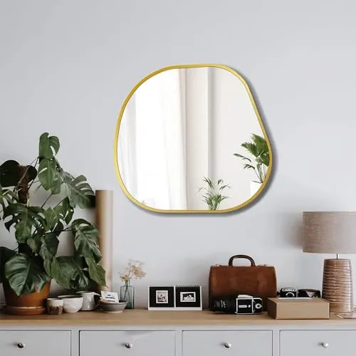 Irregular Fyra Wall Mirror for Entrance and Hallways | Unique Shape Mirror (Gold)