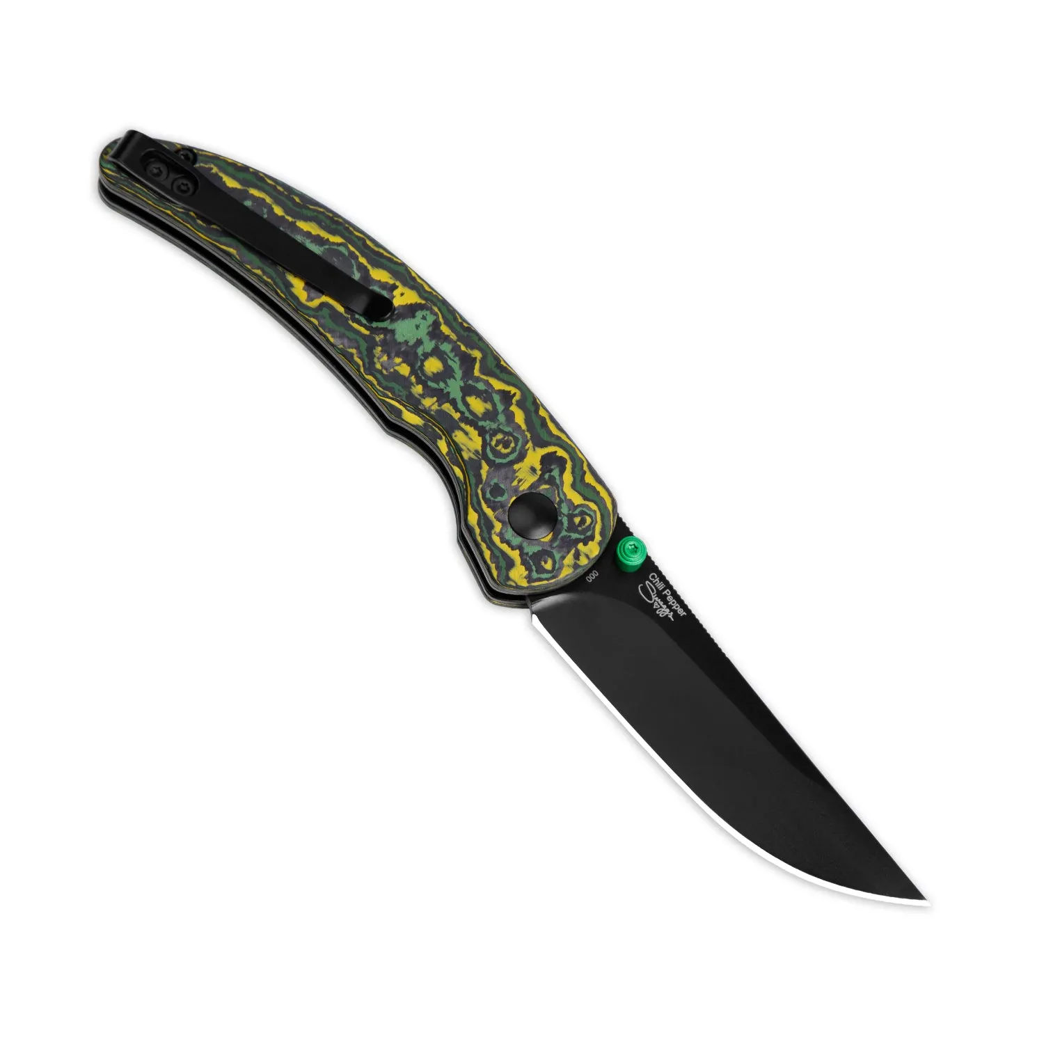 Kizer Chili Pepper S90V Blade Button Lock Fatcarbon Handle Ki3601A1 (3.03  Black)