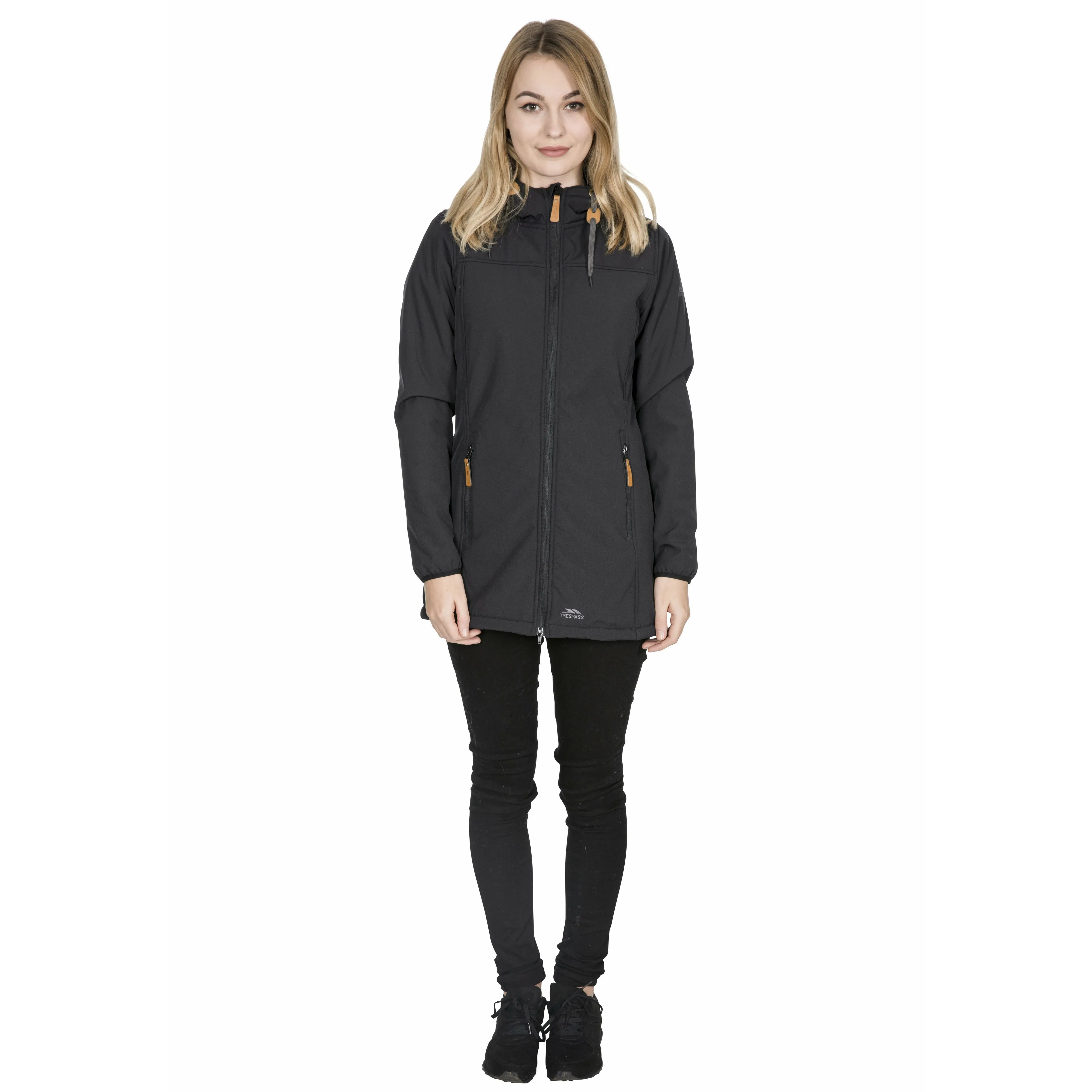 Kristen Women's Longer Length Softshell Jacket in Black