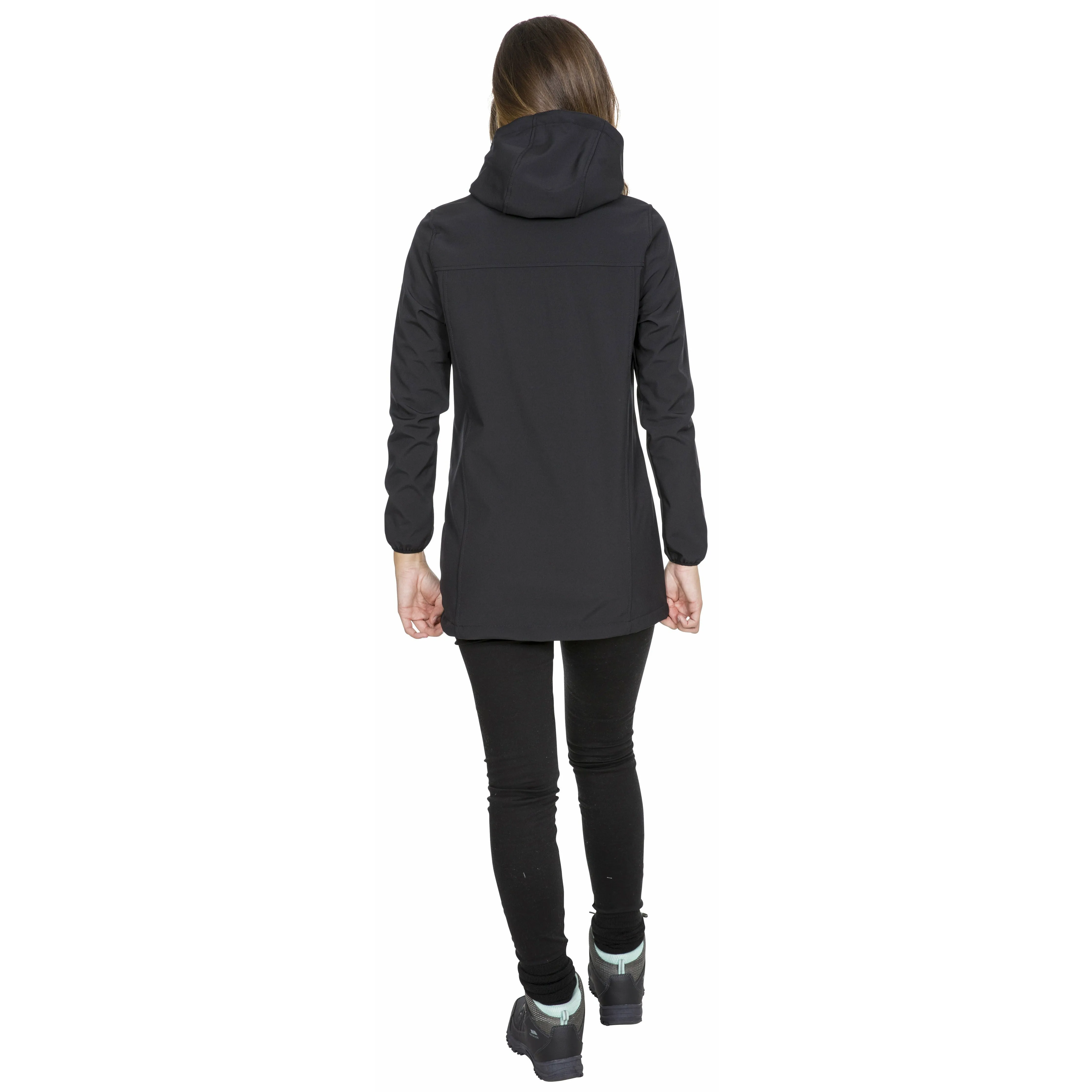 Kristen Women's Longer Length Softshell Jacket in Black