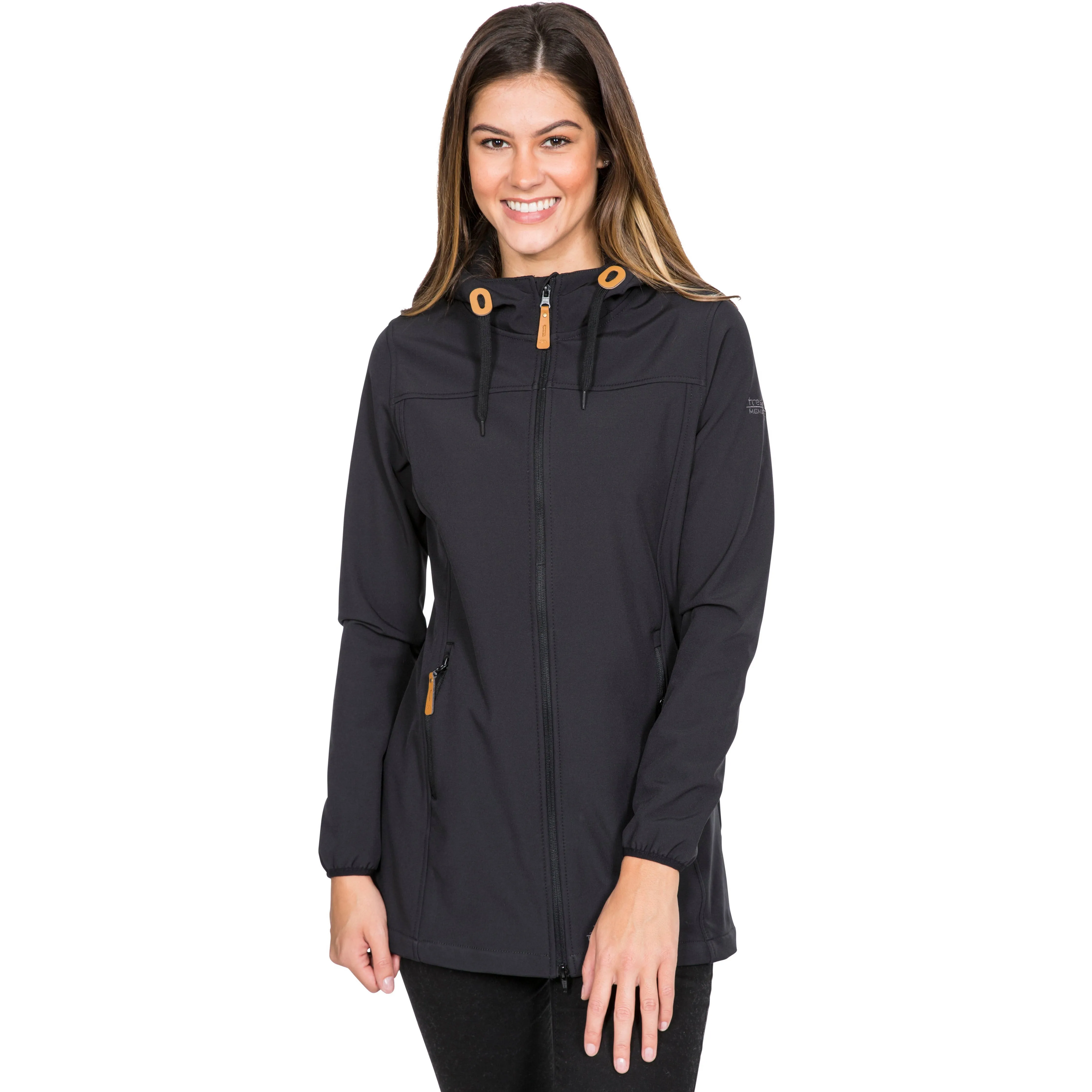 Kristen Women's Longer Length Softshell Jacket in Black