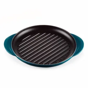 Le Creuset Classic Cast Iron Round Grill 25cm Deep Teal