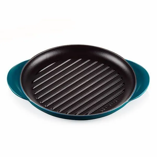 Le Creuset Classic Cast Iron Round Grill 25cm Deep Teal