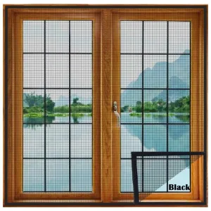 Lifekrafts Fiberglass Mesh & Polyester Upgraded & Stitched 120 GSM Fiberglass Window Insect Net with Strong Self Adhesive Hook & Loop Tape Pre-Stitched to Net (Size-120X120 Cm, Black)