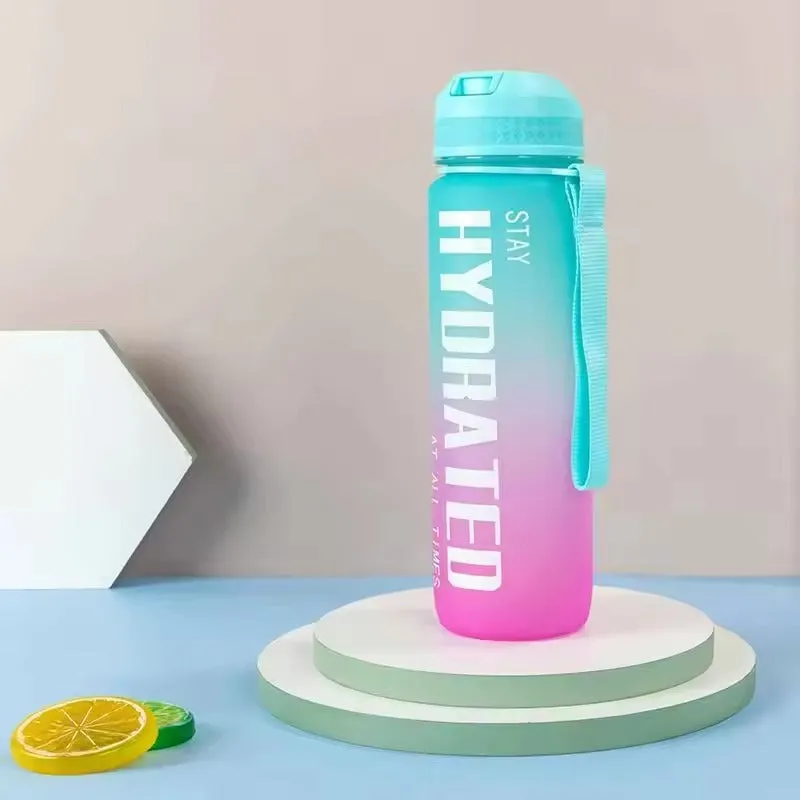 Motivational Water Bottle with Time Marker BPA 5604 Free-Aqua