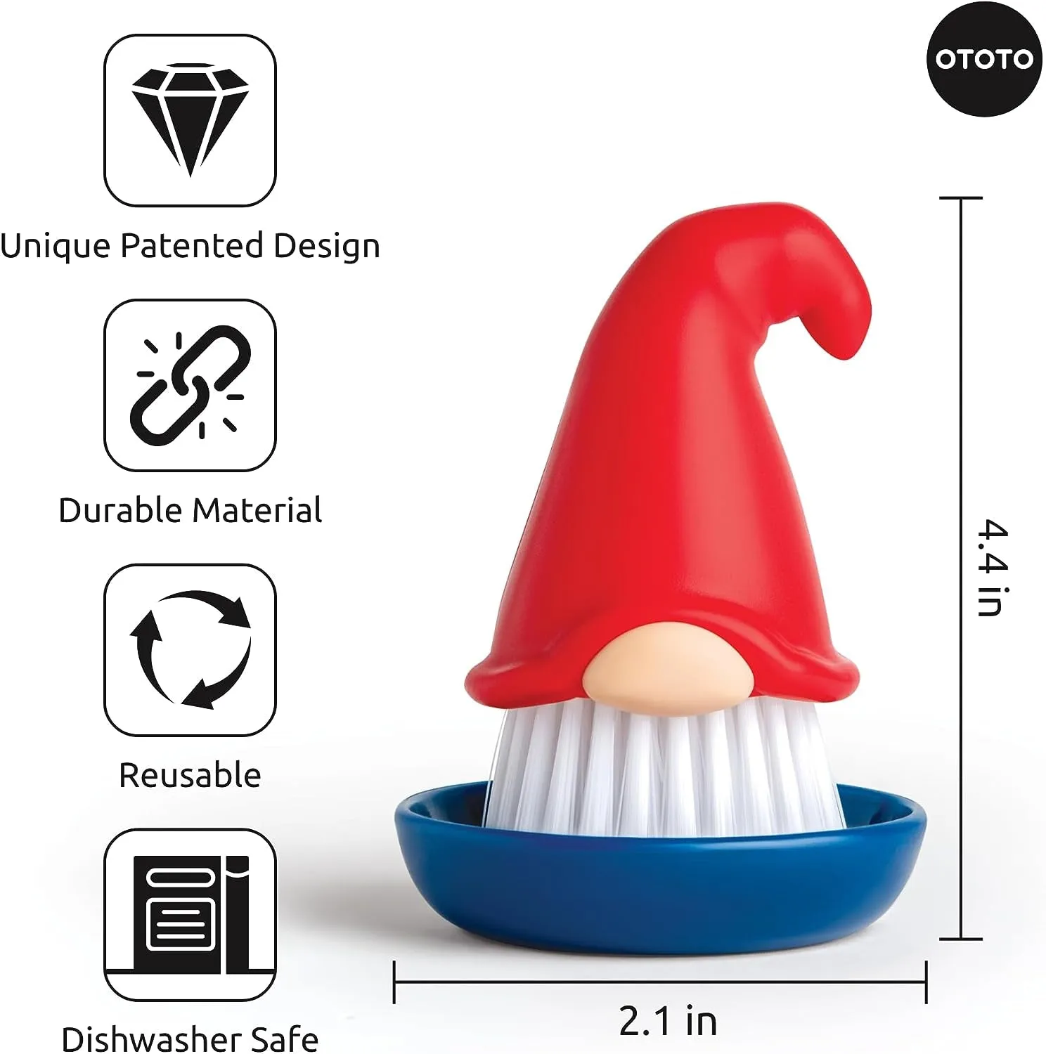 New!! Beardy Dish Brush by Ototo - Dish Scrub Brush, Gnome Gifts, Gnomes, Quirky Gifts, Dish Brush, Cute Kitchen Accessories, Funny Kitchen Gadgets, Vegetable Brush, Cute and Useful Gifts for Women