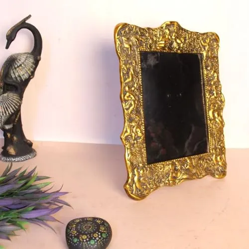 Ornate Wall Mirror with Stand, Small, for Living Room, Bedroom or Office Decor