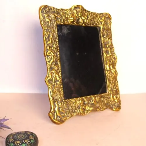 Ornate Wall Mirror with Stand, Small, for Living Room, Bedroom or Office Decor