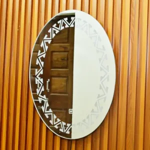 Oval Shaped Frameless Living Room Wall Mirror, Small Size