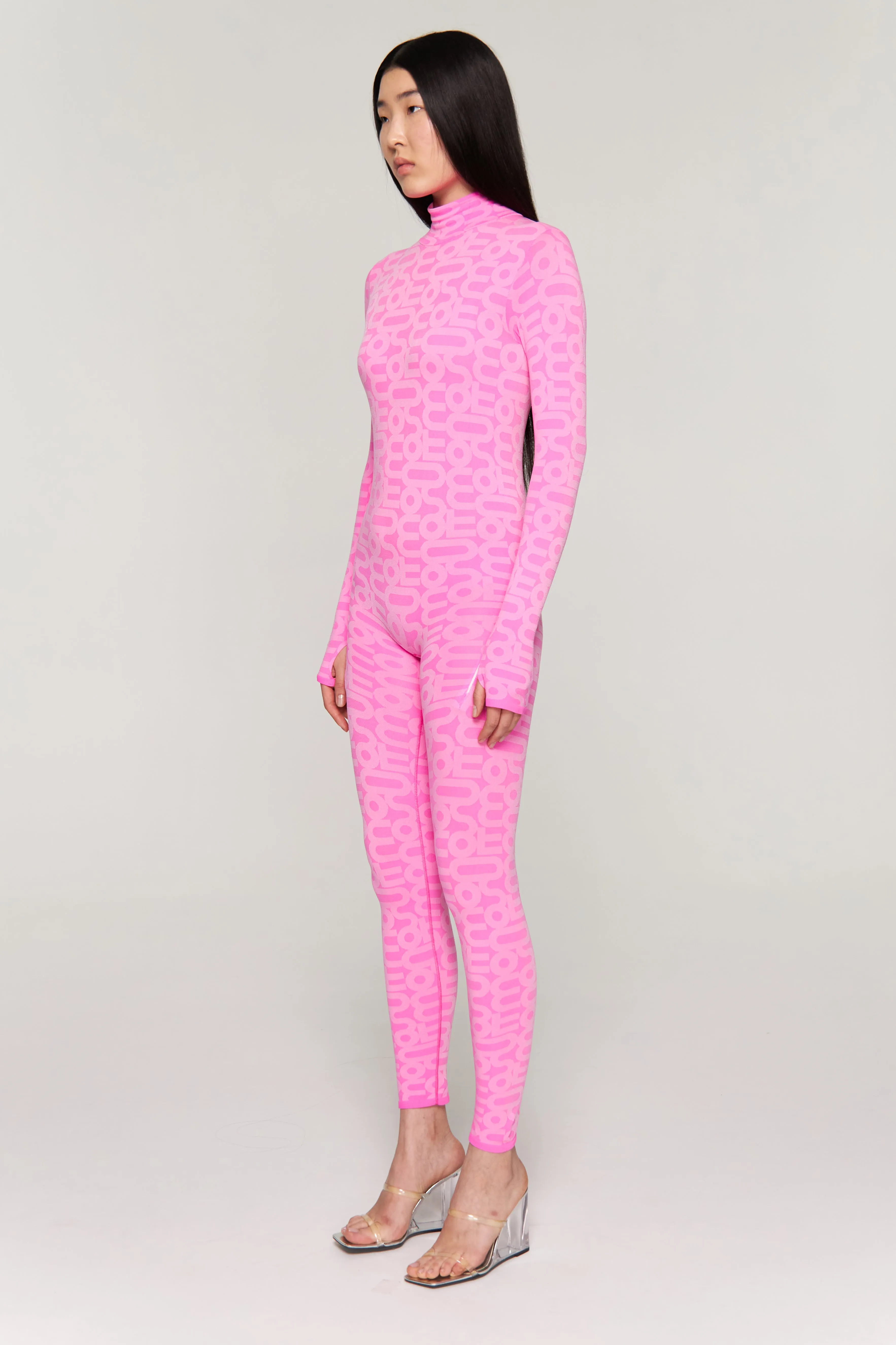 Pink Seamless Turtleneck Long Sleeve Full ECO Bodysuit